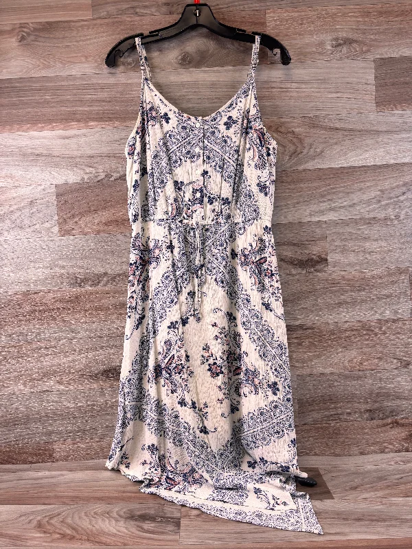 Blue & White Dress Casual Midi Knox Rose, Size M