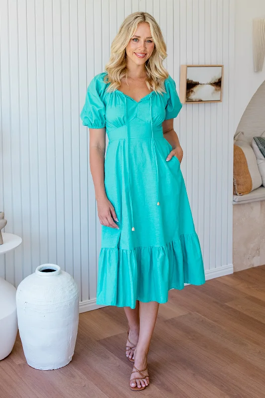 Kylie Midi Dress Aqua