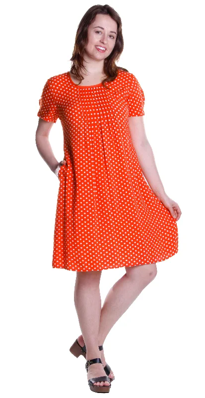 La Cera Short Sleeve Polka Dot Dress