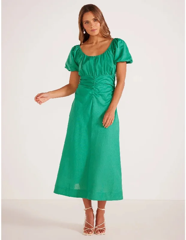 MinkPink Nalani Ruched Midi Dress