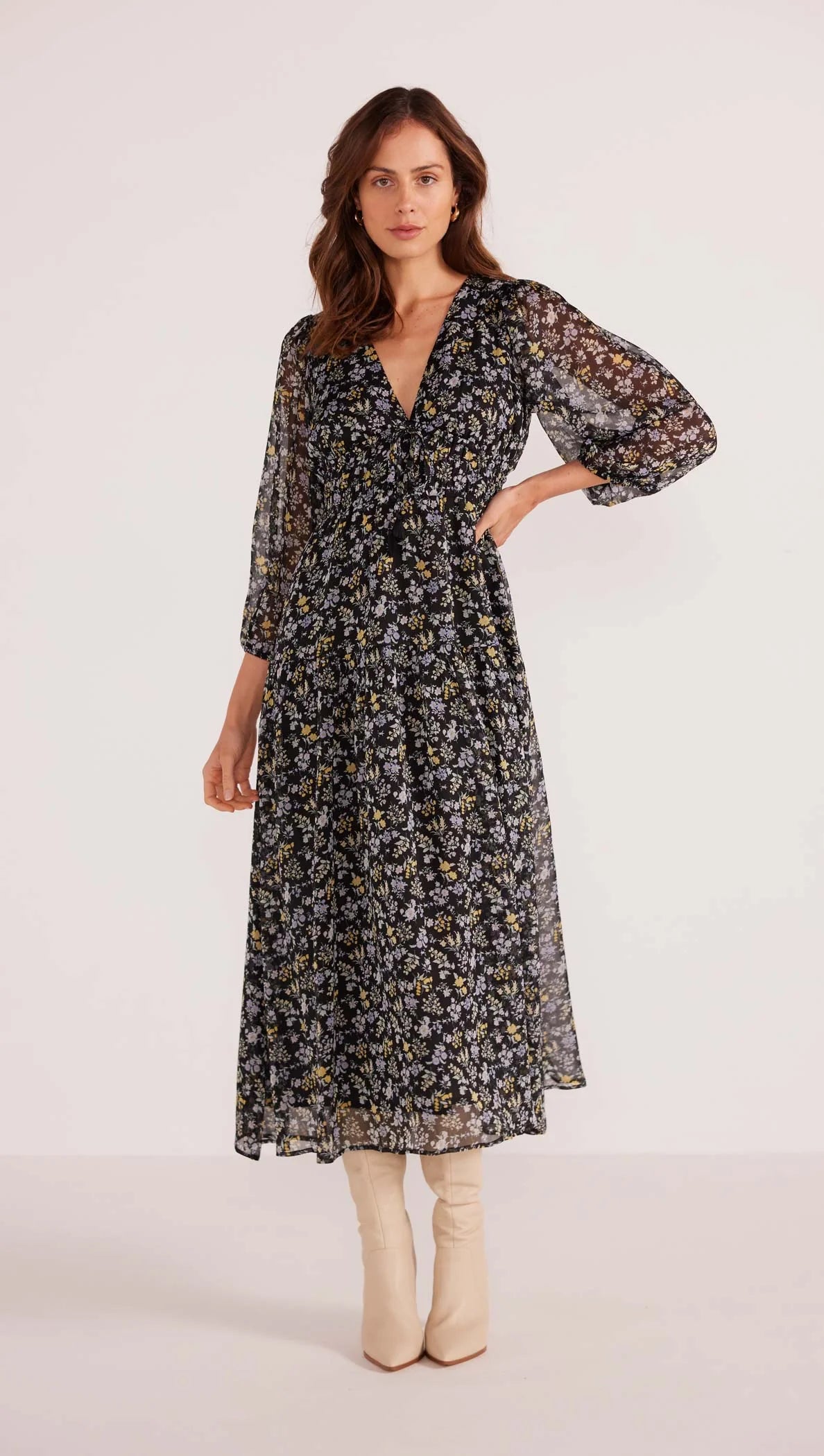 MinkPink Taylee Long Sleeve Midi Dress