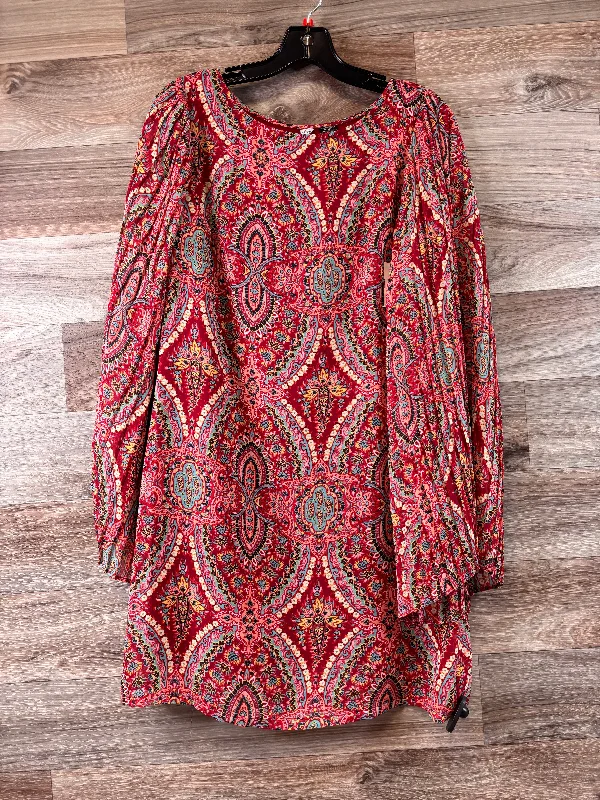 Orange & Red Dress Casual Midi Clothes Mentor, Size M