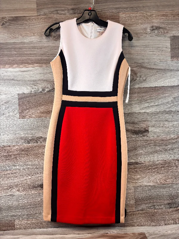 Red & White Dress Casual Midi Calvin Klein, Size 4