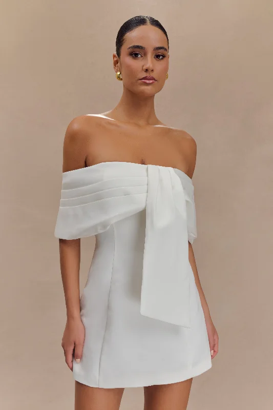 Gloria Mini Off Shoulder Drape Dress - White