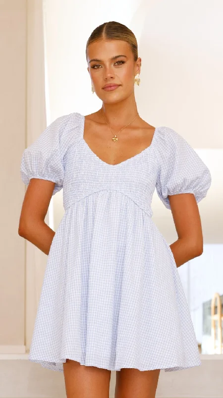 Sahirah Mini Dress - Blue / White Gingham