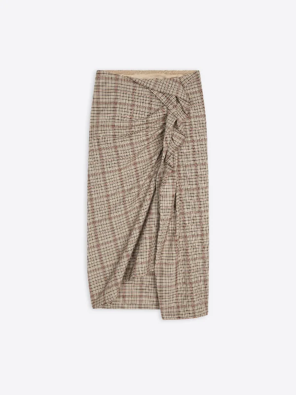 Draped checked skirt