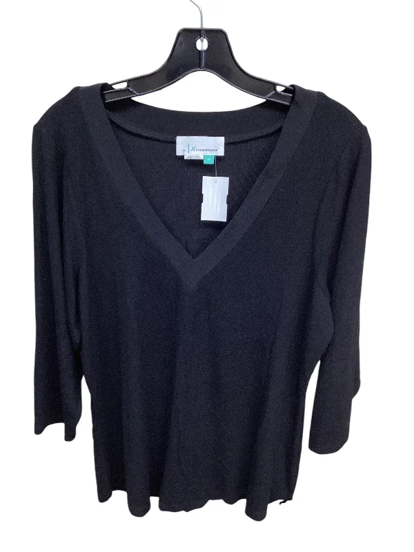 Top Short Sleeve By Anthropologie In Black, Size: 1x