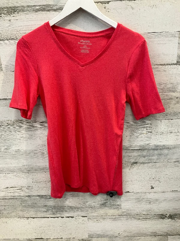 Top Short Sleeve By Chicos In Coral, Size: S