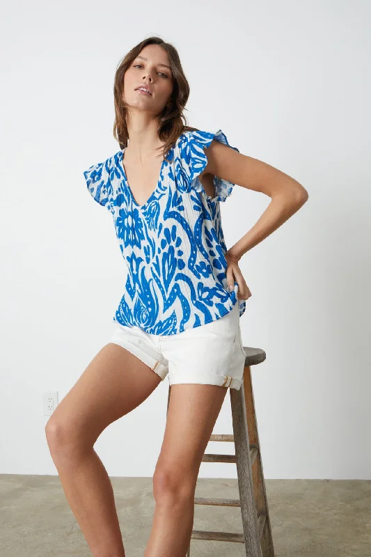 ALEAH PRINTED COTTON GAUZE TOP