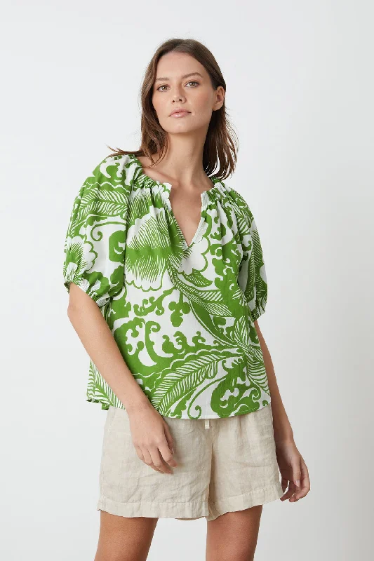 ANGELA PRINTED BOHO TOP