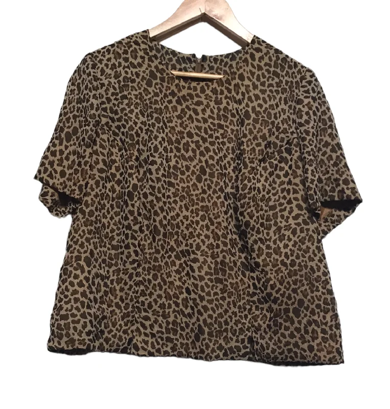 Animal Print Short Sleeve Blouse (Size L