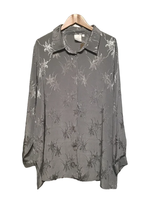 Silver Floral Blouse (Size XL)