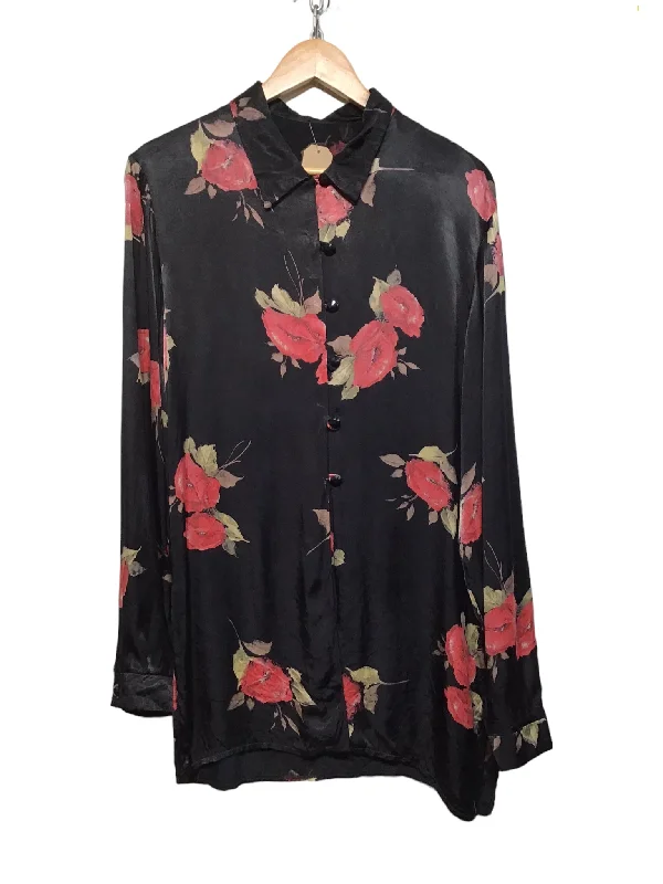 Floral Satin Blouse (Size L)