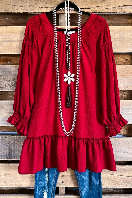 Fresh New Start Tunic - Crimson