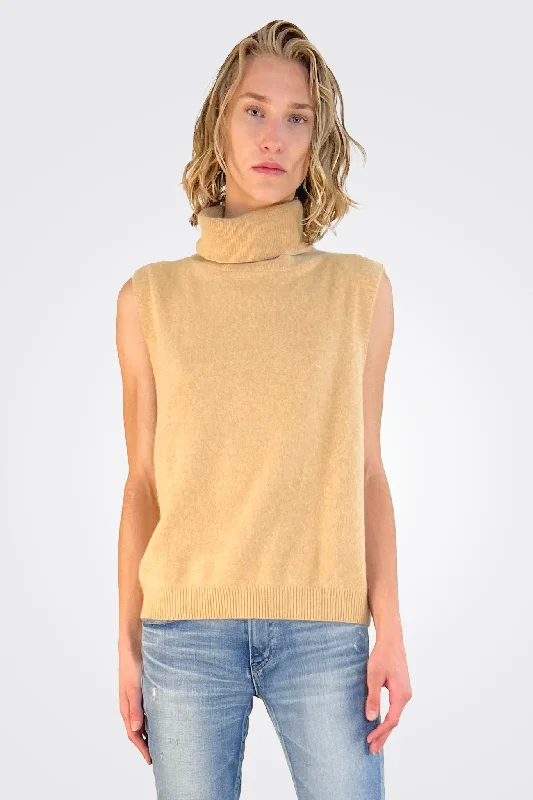 Rana Knitted Sleeveless Sweater - Camel