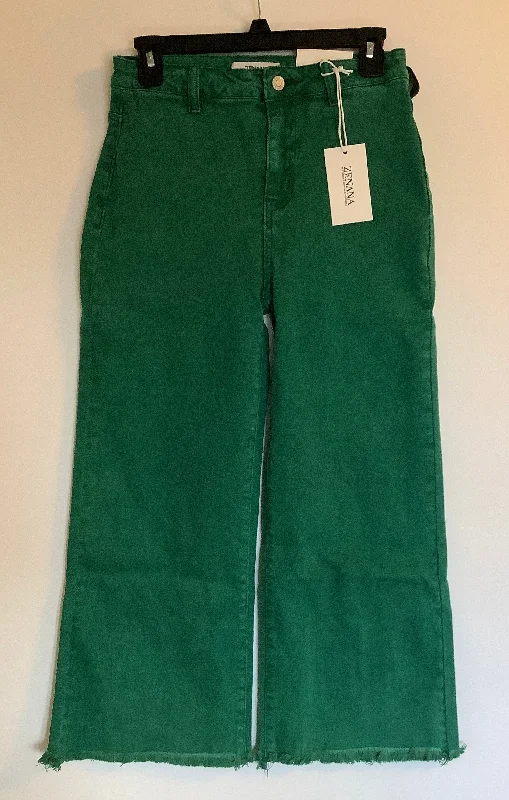 Jeans Wide Leg By Zenana Outfitters In Green Denim, Size: S