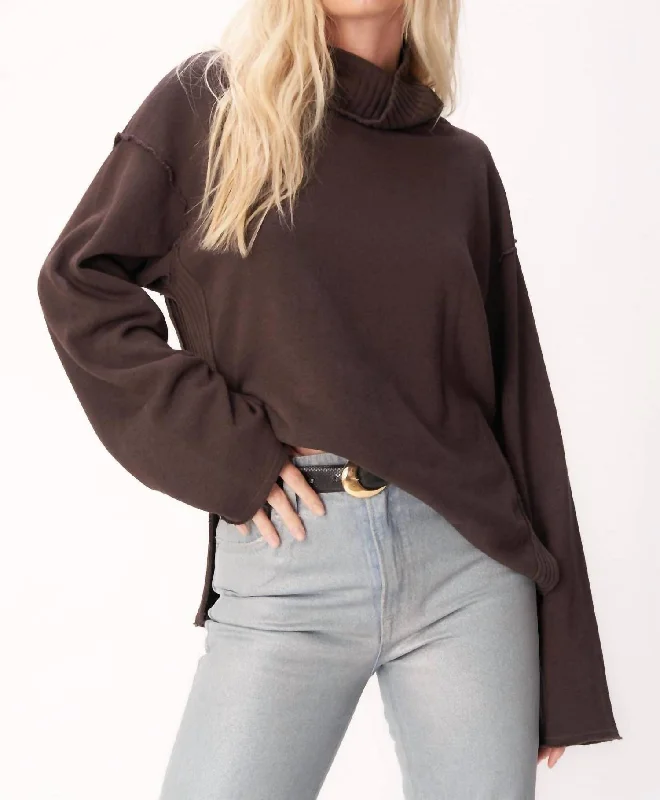 Nicola Funnel Neck Sweatshirt In Black Brown