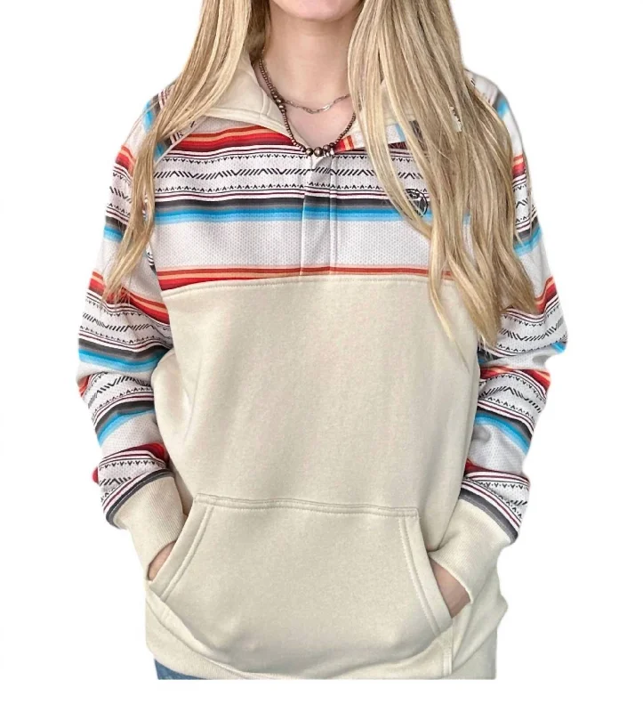 Serape 1/4 Zip Pullover In Cream