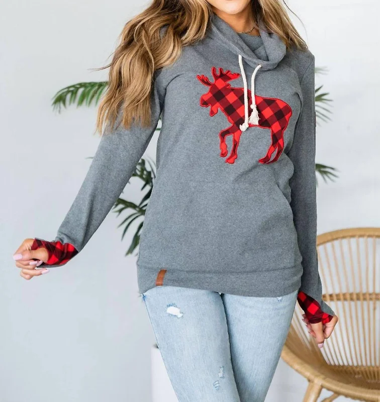 Sleigh The Day Cowlneck Sweatshirt In Grey Multi