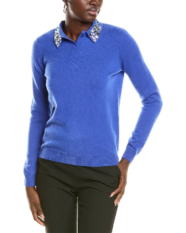 sofiacashmere Embellished Collar Cashmere Sweater