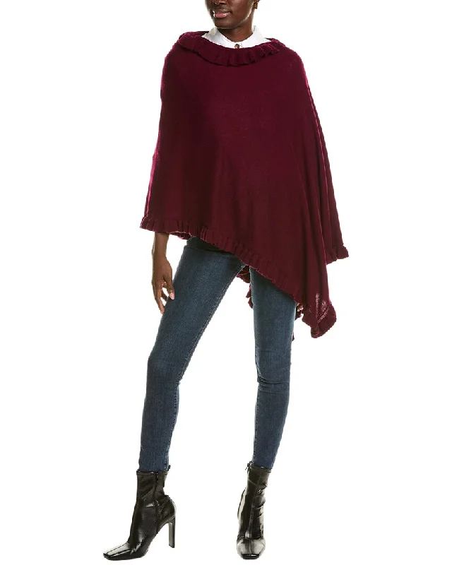 sofiacashmere Ruffle Trim Wool & Cashmere-Blend Poncho