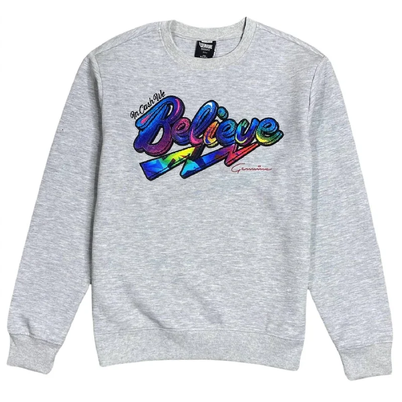 Unisex Believe Crewneck Sweatshirt In Grey