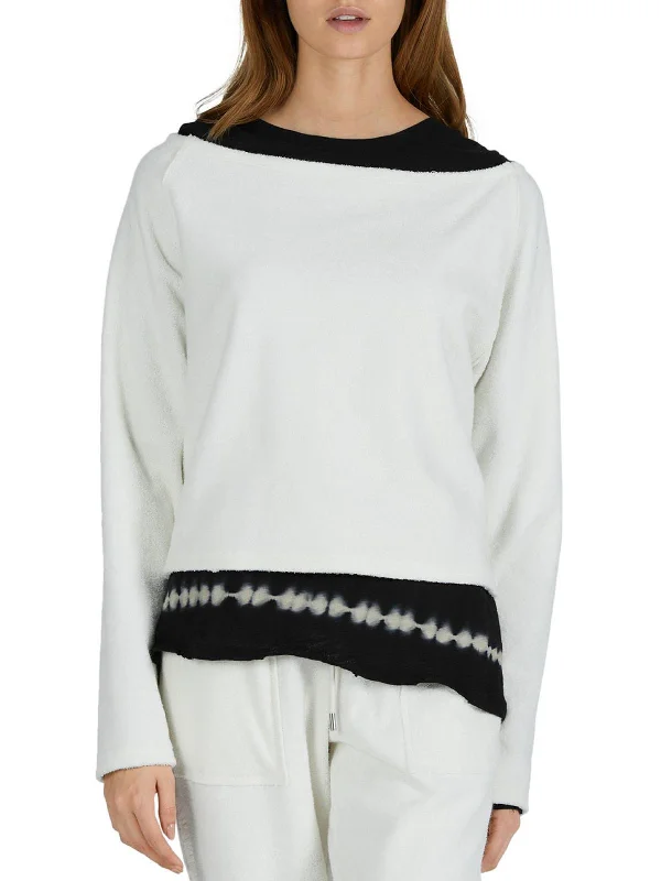 Womens Crop Long Crewneck Sweater