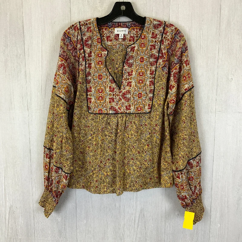 Top Long Sleeve By Evereve In Yellow, Size: M