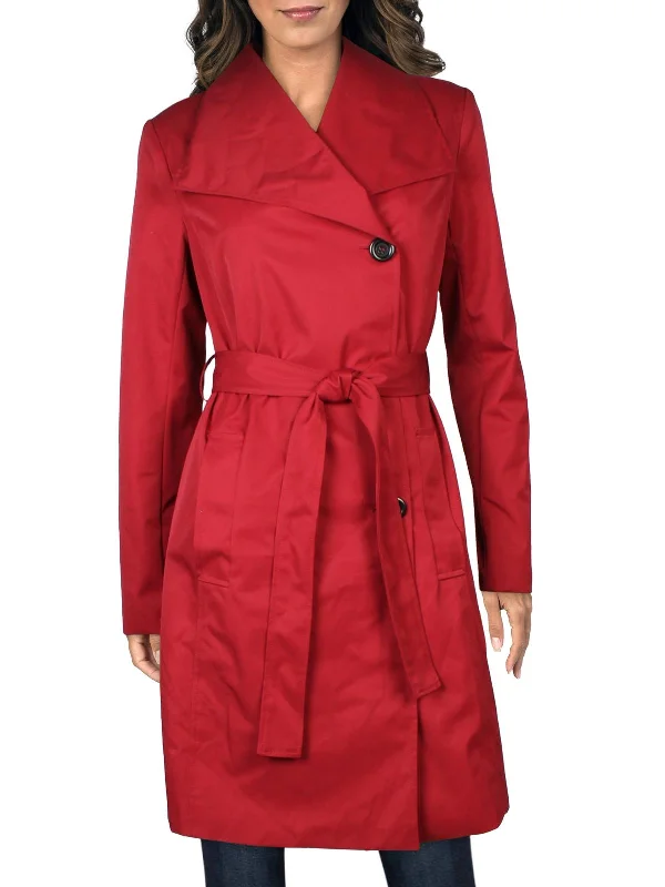 Womens Asymmetric Collared Trench Coat