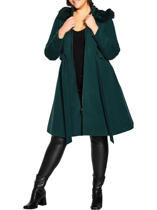 Womens Belted Cold Weather Parka Coat