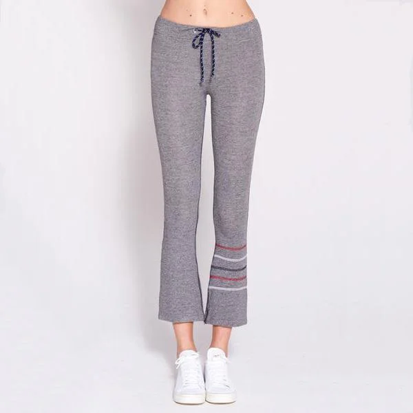 Embroidered Stripe Flare Pant (Heather Grey)