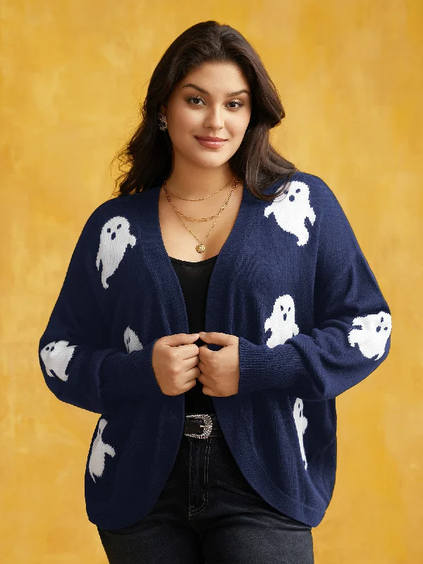 Happy Ghost Jacquard Arc Cardigan