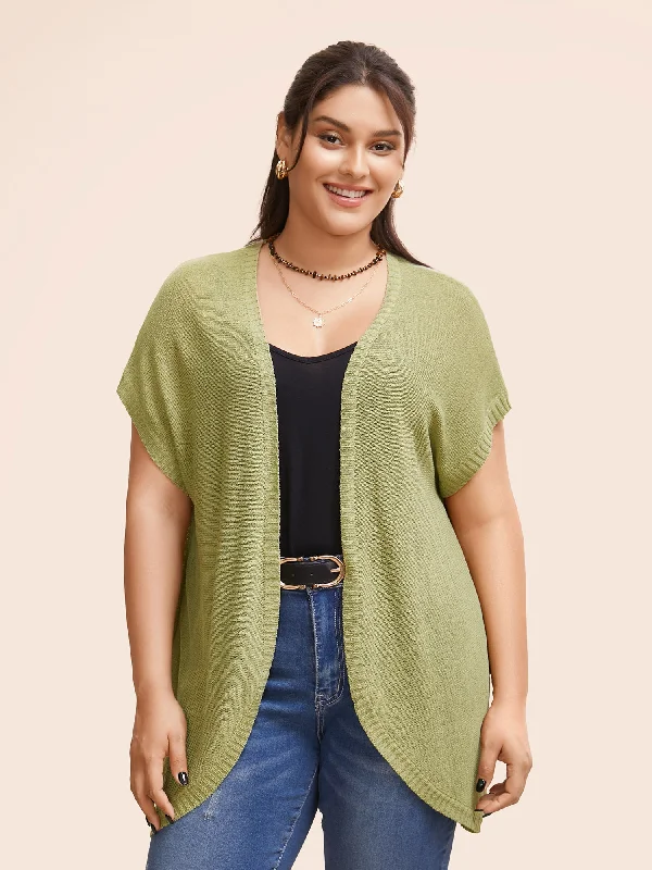 Solid Kimono Collar Dolman Sleeve Cardigan